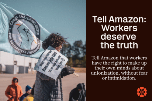 Tell Amazon: workers deserve the truth CAUSE Durham rally